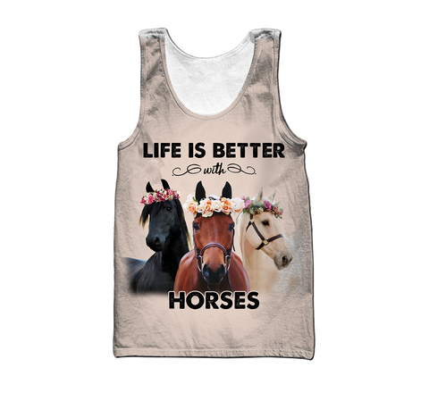 Life is Better with Horses 3D All Over Printed Shirts