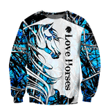 Horse Camo Blue Pattern 3D All Over Printed Shirts Pi050502
