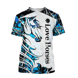 Horse Camo Blue Pattern 3D All Over Printed Shirts Pi050502