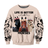 Life is Better with Horses 3D All Over Printed Shirts